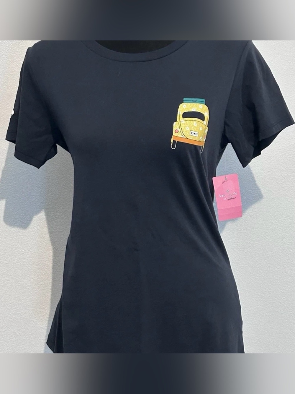 kate spade Black Tee with Orange Trim Detail